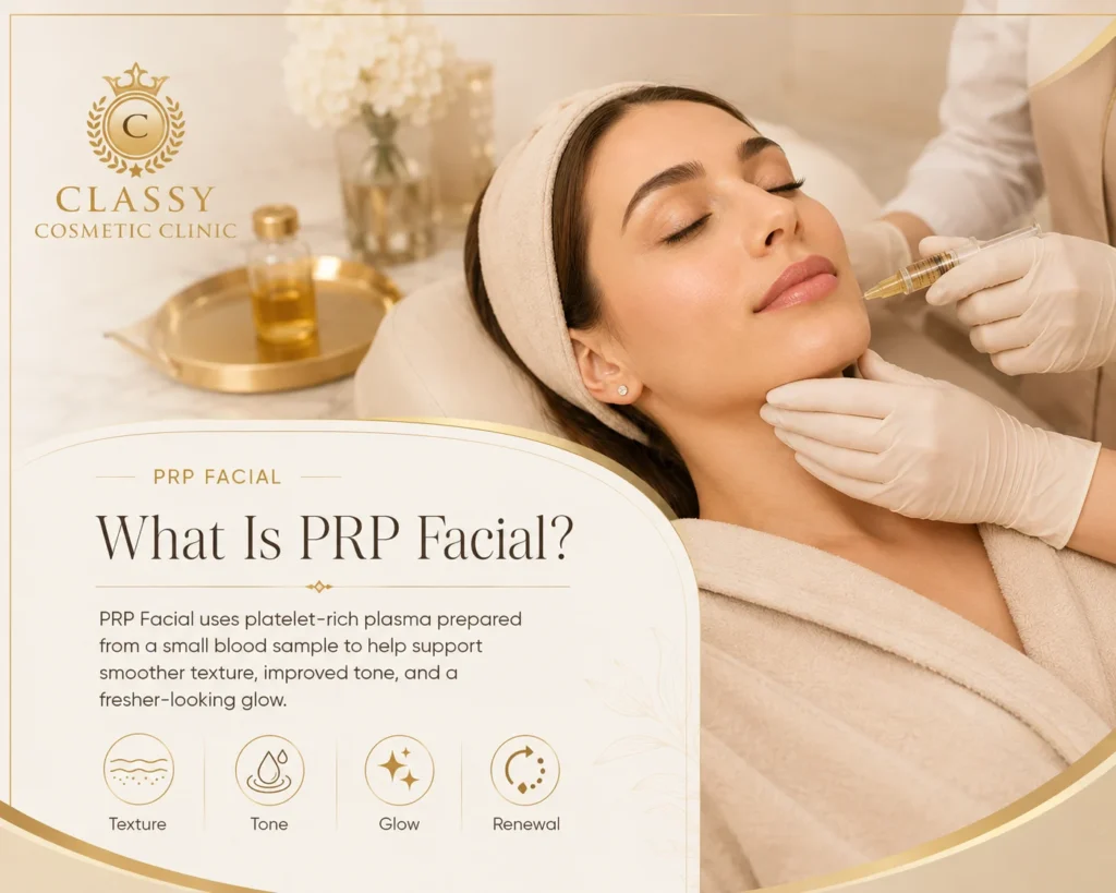 PRP facial consultation for skin quality and rejuvenation support at Classy Cosmetic Clinic