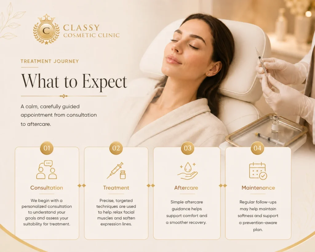 Professional Botox treatment setup with clean tray and consultation notes