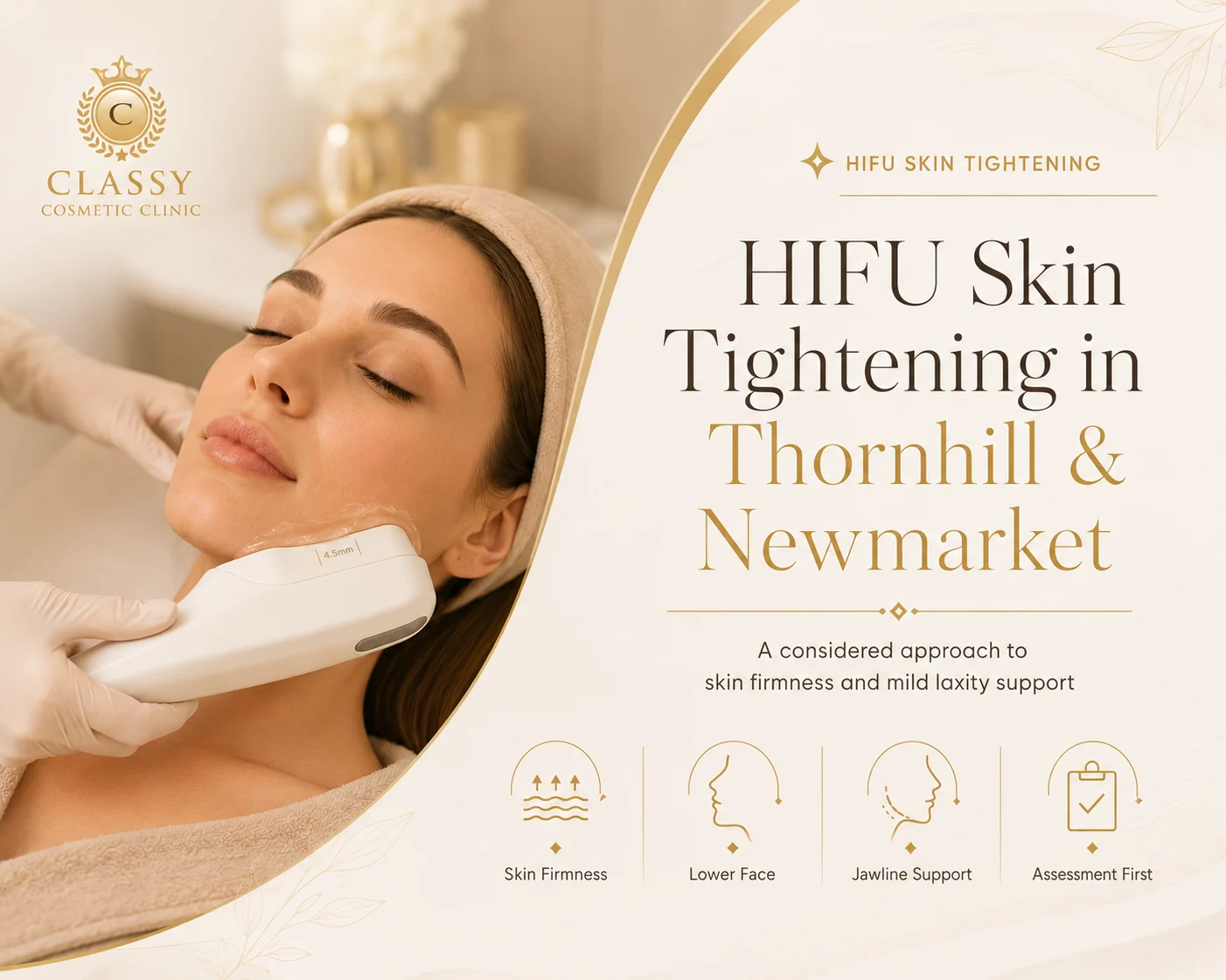 the woman gets HIFU skin tightening services in thornhill & Newmarket