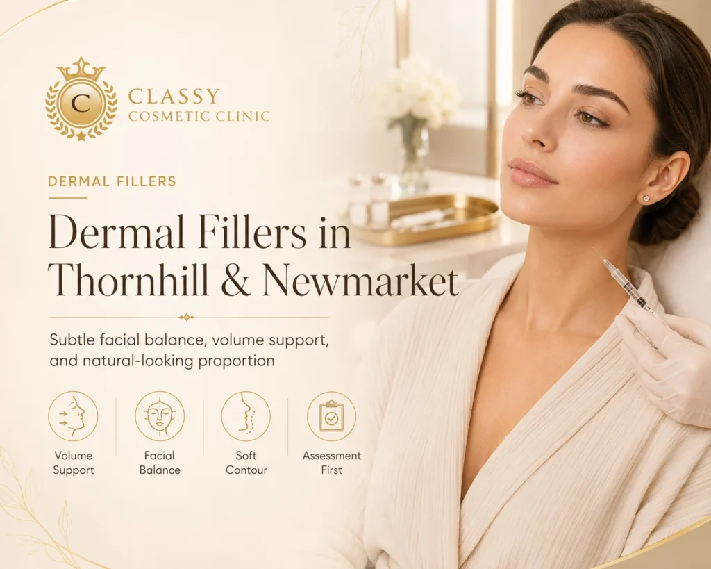 Dermal filler consultation for facial balancing at Classy Cosmetic Clinic in Thornhill and Newmarket