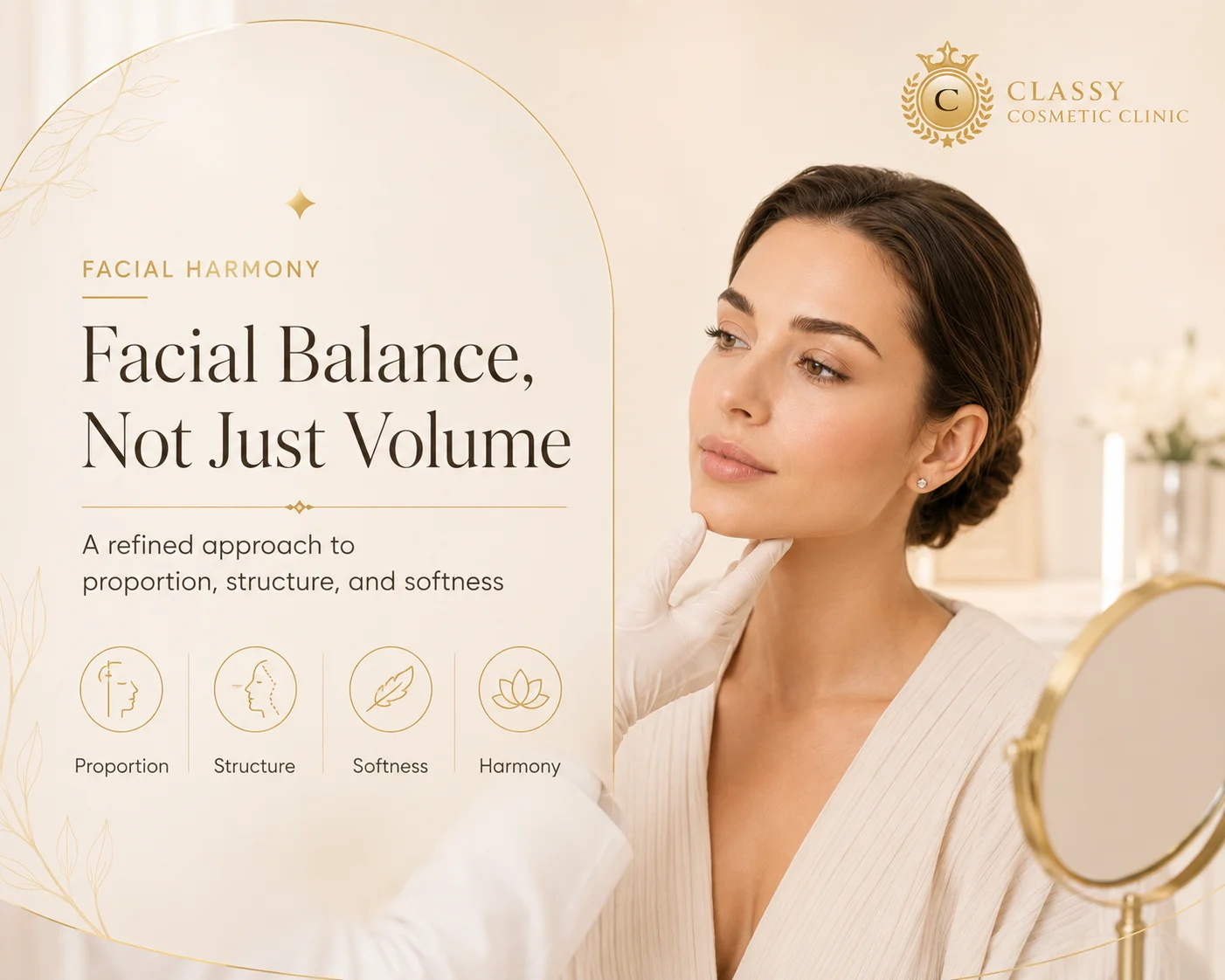 Facial assessment for dermal fillers focused on natural-looking balance and proportion