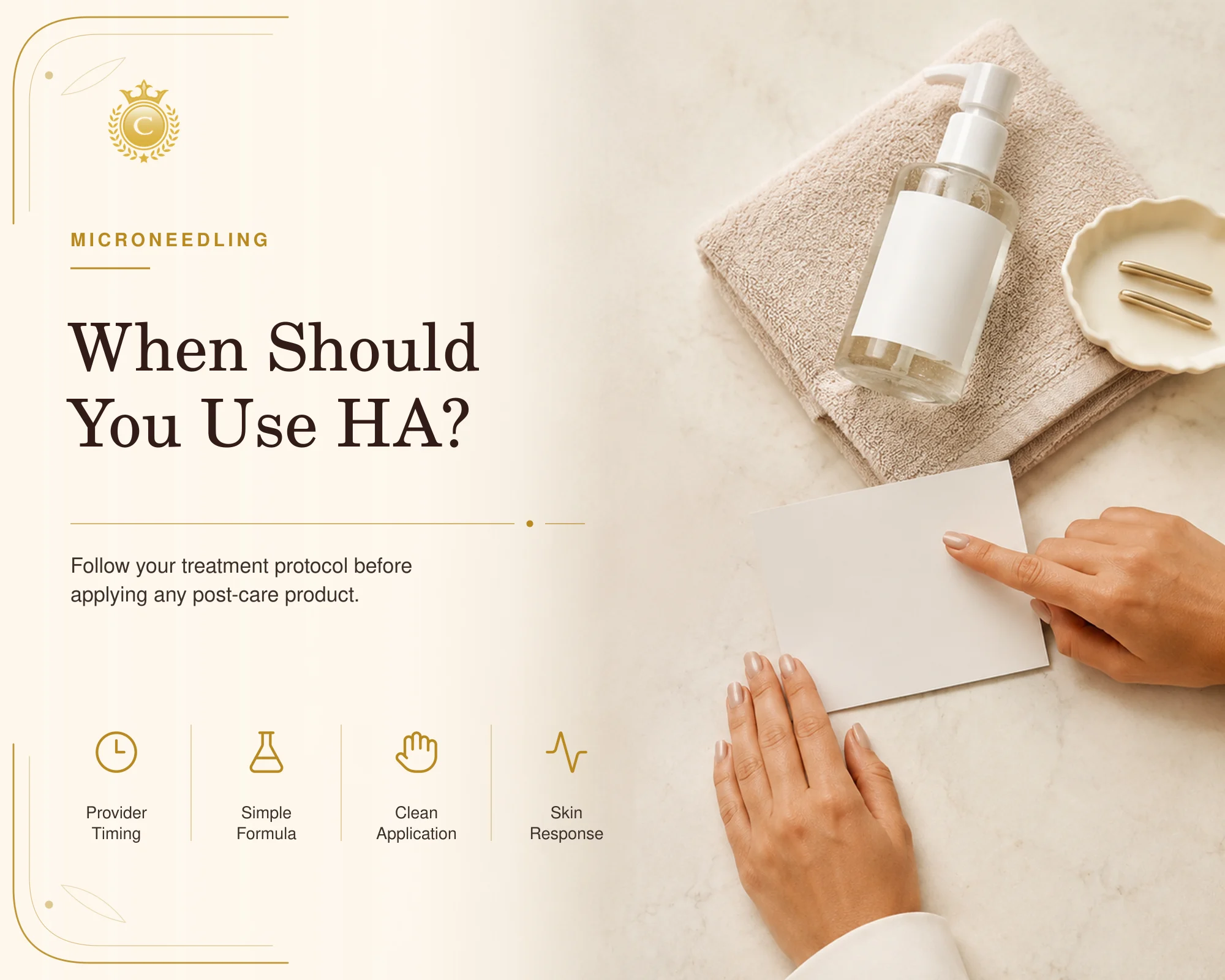 Provider-approved hyaluronic acid aftercare guidance following microneedling